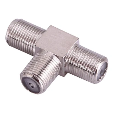 Abbildung von Movoja TV Splitter/SAT Verteiler [ 2 Fach T Adapter für Satelliten Anlagen den Frequenz Bereich 5 2400 MHz ] Wege Splitter Fernseher 3X IEC Buchse / (TV Antenne weiblich Silber