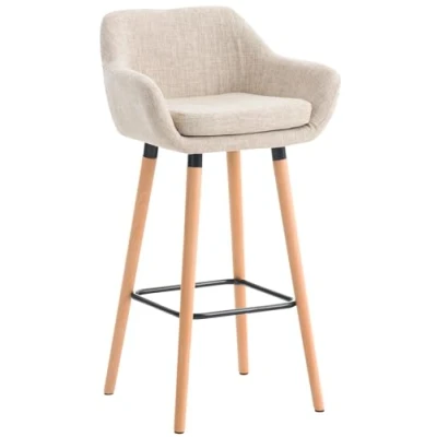 Abbildung von CLP Barhocker Grant I Thekenhocker Mit Stoff Bezug Gestell Aus Buchenholz, Farbe:Creme