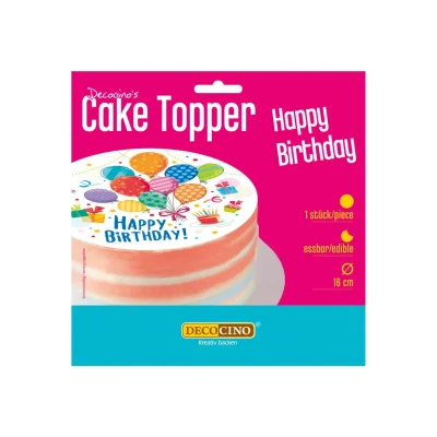 Abbildung von Decocino Tortenaufleger “Happy Birthday geeignet für Glückwünsche auf Geburtstags Kuchen &amp; Torten Fondantaufleger brillante Farbqualität, 12 g