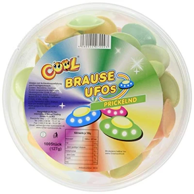 Abbildung von Cool Brause Ufos, 100 prickelnde Frischhaltedose wiederverschließbar (1 x 127 g)