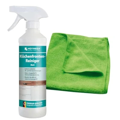 Abbildung von HOTREGA® Küchenfronten Reiniger Entfetter Pflege matt 500ml + Microfasertuch Küchenreiniger