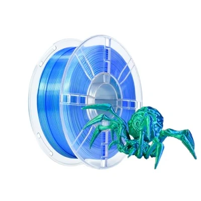 Abbildung von iBOSS PLA+ 3D Drucker Filament, PLA Plus Filament 1,75 mm zweifarbiges Seidenfilament, Co Extrusion glänzendes Druck 1 kg (2,2 lbs) für FDM Drucker, Zweifarbig Blaugrün