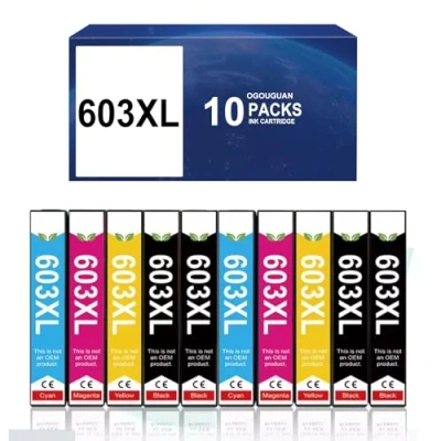 Abbildung von Caidi Kompatible Tintenpatrone für Epson 603 XL 603XL Tinte XP 2100 2105 2150 2155 3100 3150 3155 4100 4150 4155 WF 2810 2820 2833 0 28. 40 2850 (10 Pack)