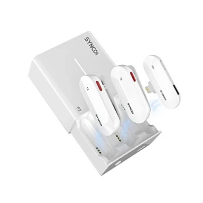 Abbildung von SYNCO Kabelloses Lavalier Mikrofon für iPhone, P1SL 2.4GHz Drahtlos iPad mit Ladekoffer 【Lightning MFi Zertifiziert】 Plug &amp; Play, Wireless Funkmikrofon Handy