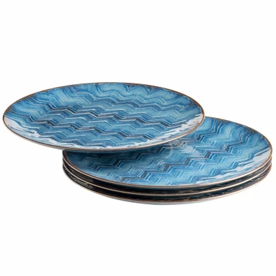 Abbildung von MÄSER 935073 Aquamarine, 4 große Platzteller mit aufregender Glasur, Deko Teller aus Keramik im 4er Set, ideal auch als Pizzateller und Servierteller, Steinzeug, Blau