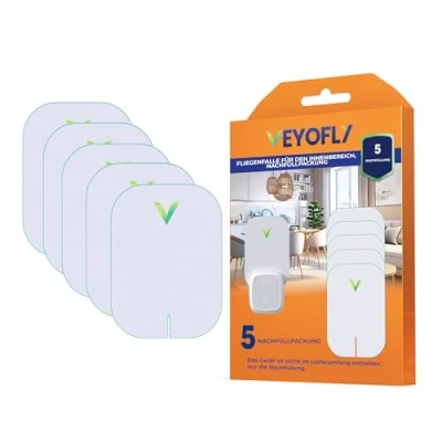 Abbildung von VEYOFLY Fluginsektenfalle Nachfüllung Steckdosen Insektenfänger Innenbereichsnachfüllungen, Moskito , Käfer Insekten Gnatenschutz, Motte, Fruchtfliegen (5er Pack)