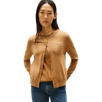 Abbildung von Tommy Hilfiger Damen Cardigan Jersey Stitch Elegant, Braun (Hickory), XXS