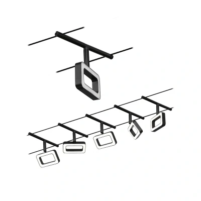 Abbildung von Paulmann 94485 LED Seilsytem Frame Basisset 5x400lm incl. 5x4,8 W Warmweiß Schwarz matt, Chrom Kunststoff, Metall 3000 K