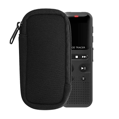 Abbildung von kwmobile Neopren Hülle kompatibel mit Universal Voice Recorder Diktiergerät Cover Reißverschluss Innenmaße 11,5 x 4,5 cm Schwarz