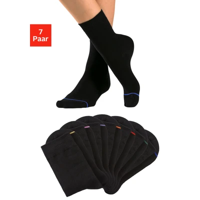 Abbildung von H.I.S Basicsocken, (Packung, 7 Paar), mit eingestrickter farbiger Spitzennaht