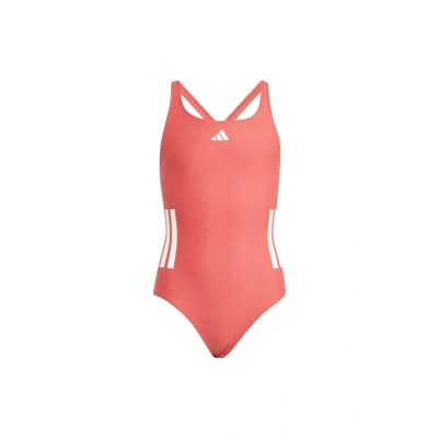 Abbildung von adidas Mädchen 3 Stripes C Back Swimsuit Kids, Semi Lucid Red/White, 9 10 Years