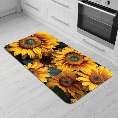 Abbildung von Comart, Austin Küchenteppich, aus Polyester, Bedruckt, rutschfest, Sonnenblumen, 50 x 100 cm