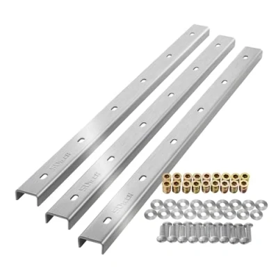Abbildung von SOTECH Gratleisten 3 Stück U Form echt Edelstahl 60 x 4 2 cm für Tischplatten/inkl. Befestigungsschrauben und Einschraubmuffen Verstärkungsprofil, Querstrebe, Profil, Aussteifungsprofil
