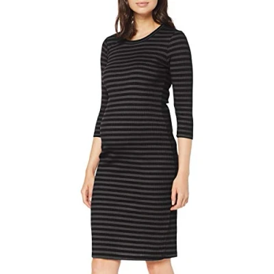 Abbildung von Supermom Damen Dress ls Stripe Kleid, Black P090, XL