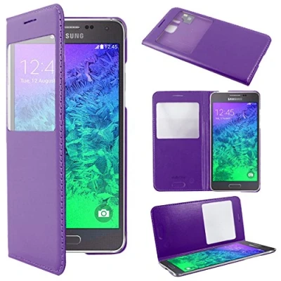 Abbildung von ebestStar kompatibel mit Samsung Galaxy Alpha Hülle SM G850F Etui Sichtfenster Handyhülle, Kunstleder Wallet Case, Lila