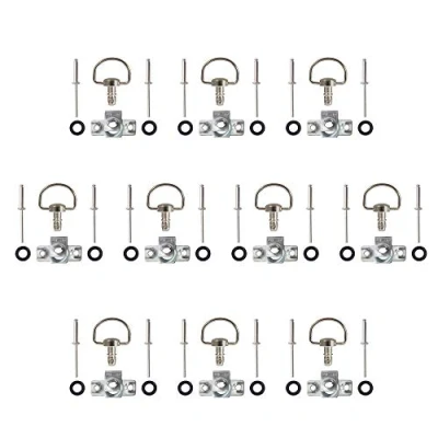 Abbildung von Oldbones Motorrad Rennverschlüsse, Schnellverschluss, D Ring, 1/4 Drehung, Rennverkleidung, Nieten, Typ B, 14 mm, 10 Stück, silberfarben