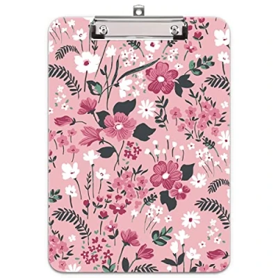 Abbildung von Hnogri Klemmbrett A4 Kunststoff, Mode Design Klemmmappe Bürobedarf &amp; Schreibwaren für Rechtsanwälte Schüler Lehrer und Kinder, Clipboard Standardgröße 32 x 22 CM, Süße Blume