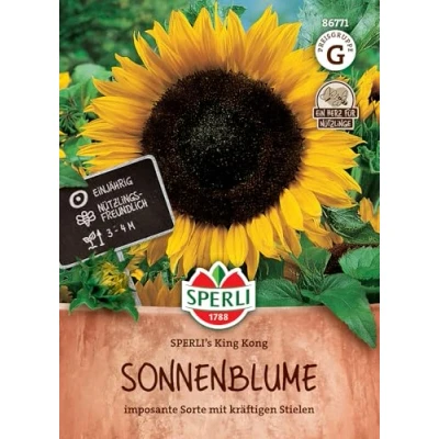 Abbildung von Sperli Sonnenblumensamen SPERLI&#039;s King Kong 86771 Einjährig Nützlingsfreundlich 3 4m imposante Sorte Pflanzen Samen, Saatgut, Blumensamen