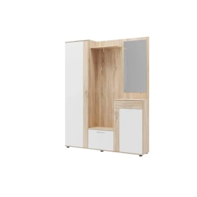 Abbildung von AVANTI TRENDSTORE Pit Eingangshalle aus laminiertem Holz mit Spiegel inklusive, in drei Farben erhältlich. Maße: LAP 145 x 188 30 cm