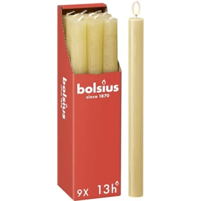 Abbildung von Bolsius Abendessen Kerze Rustikal Hafer Beige 27 cm 9 Stück