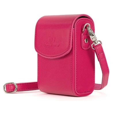 Abbildung von MegaGear MG1561 Sony Cyber Shot DSC RX100 VI, V, IV Leder Kameratasche mit Trageriemen Rosa