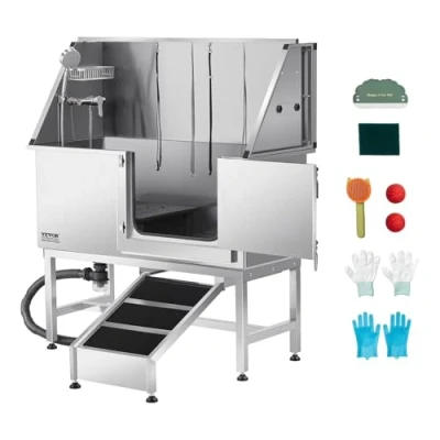 Abbildung von VEVOR Hundepflegewanne Hundewaschstation Edelstahl rechte Tür 1270x580x1495mm