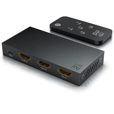 Abbildung von CSL 8k HDMI Switch 2 In 1 Out 2.1 Verteiler 7680 x 4320 UHD II 4k 60 Hz HDR 3D CEC HDCP 2.3 VRR QFT ALLM Umschalter 2in1