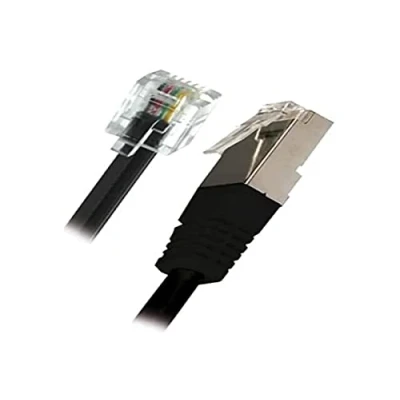 Abbildung von APM 570843 ADSL RJ11/Rj45 Kabel männlich/männlich, Schwarz, 2 m lang, weiches und flexibles zum Anschluss an Gehäuse oder Modem