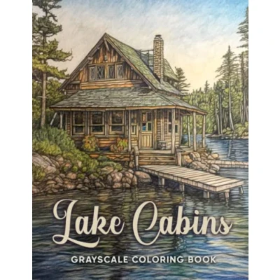 Abbildung von Lake Cabins Grayscale Coloring Book: Escape to the Peaceful Bliss of with Over 35 Illustrations Color and Find Your Inner Calm