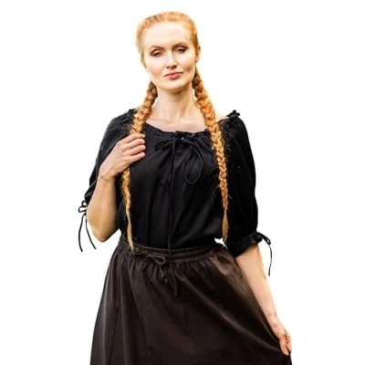 Abbildung von Leonardo Carbone Burgfräulein Kostüm Mittelalter und Larp Bluse, Schulterfrei in Schwarz XL
