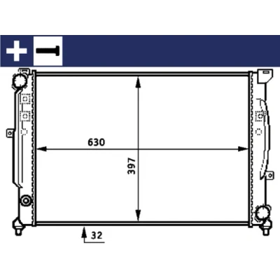 Abbildung von MAHLE ORIGINAL CR 423 000S Kühler, Motorkühlung für Fahrzeuge mit/ohne Klimaanlage 630 397 32 mit Schraube Kühlrippen mechanisch gefügt