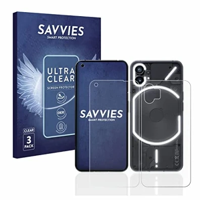 Abbildung von Savvies 6 Stück Schutzfolie für Nothing Phone (1) (Display+Rückseite) Displayschutz Folie Ultra Transparent