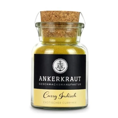 Abbildung von Ankerkraut Curry Indisch, Gewürz Pulver für traditionelles scharfes Curry, Masala kochen, exotisches Aroma Gemüse, Fleisch, Fisch, Premium Qualität, 70 g im Korkenglas