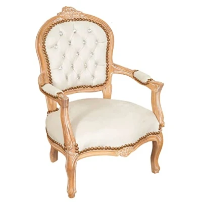 Abbildung von Biscottini Sessel Wohnzimmer und Stuhl Schlafzimmer 50x74x52 cm mit antikem Finish Brauner Zimmerstuhl