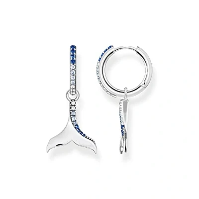 Abbildung von THOMAS SABO Paar Creolen Schwanzflosse mit Steinen, CR687 644 1, Spinell (synth), Zirkonia (synth) Einhänger abnehmbar