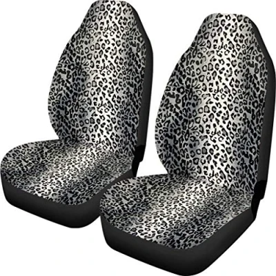 Abbildung von Binienty Universal Autositzbezüge für Vordersitz, nur Frauen, 2 Stück Set, Tier Leopard Gepard Streifen Design, passend LKWs SUV Van