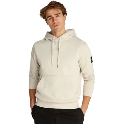 Abbildung von Calvin Klein Jeans Badge Hoodie Sweatshirt, Herren, Größe: Small, Oatmeal