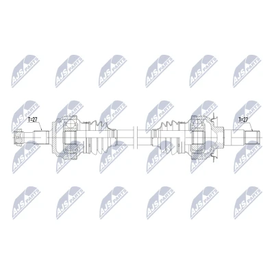 Abbildung von NTY NPW ME 226 Antriebswelle Hinterachse links, rechts 807mm Automatikgetriebe