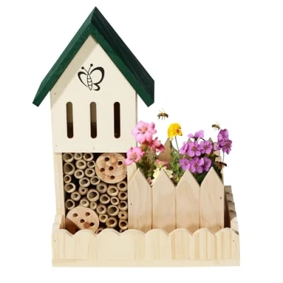 Abbildung von Navaris Insektenhotel mit Pflanztopf Insektenhaus aus Kiefernholz &amp; Bambus, (1 St)