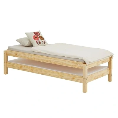 Abbildung von IDIMEX Funktionsbett RINO, Stapelbett 90x200 cm aus Kiefer Massivholz Stapelliege Gästebett H