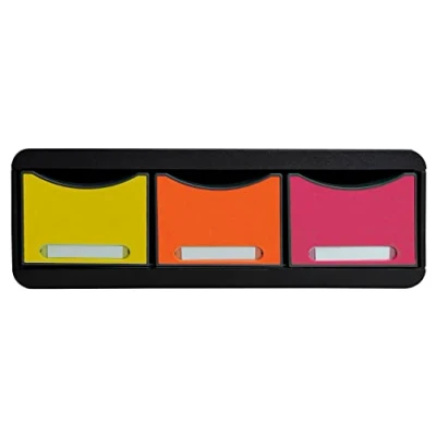 Abbildung von Exacompta 318798D Toolbox Iderama mit 3 Schubladen aus Recycling Kunststoff zur Aufbewahrung kleiner Utensilien 27 x 35,5 13,5 cm. Ideal für Büro und Schreibtisch. Blauer Engel schwarzbunt
