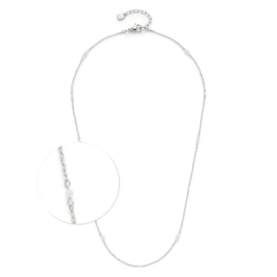 Abbildung von JEWELS BY LEONARDO Halskette Ciao Navina, kurze Kette aus silberfarbenem Edelstahl, filigrane, weiße Imitationsperlen, 42 47 cm Länge, Schmuck Geschenk, 024452