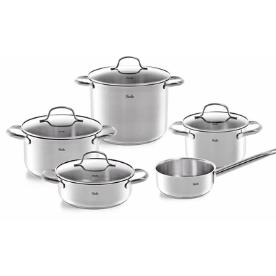 Abbildung von Fissler Topf Set &quot;San Francisco&quot;, Edelstahl 18/10, (Set, 9 tlg., Bratentopf 20 cm, je 1 Kochtopf 16/20/24 Stielkasserolle 16 cm), Geeignet für alle Herdarten, Induktion