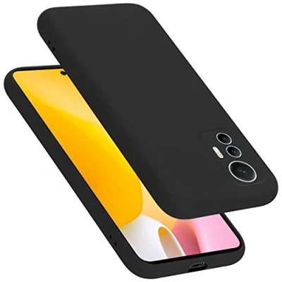 Abbildung von Cadorabo Hülle kompatibel mit Xiaomi 12 LITE Silikon Handyhülle für Case aus flüssigem Kratzfeste und stoßfeste dünne TPU Schutzhülle Liquid SCHWARZ