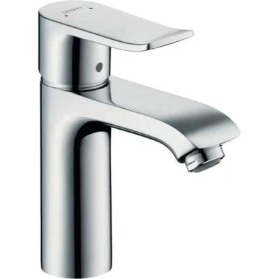 Abbildung von hansgrohe Waschtischarmatur &quot;Metris&quot;, 11cm, für Niederdruck mit Zugstangen Ablaufgarnitur, chrom