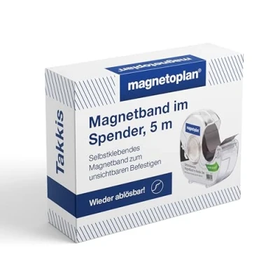Abbildung von magnetoplan Magnetband im Spender, 5 m x 19 mm, Magnetklebeband handlichen Abroller, wiederablösbar