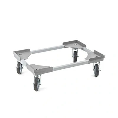 Abbildung von aidB Transportroller Variabel 600x400 Gummiräder 4 Lenkrollen Grau