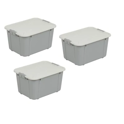 Abbildung von BranQ Home essential Universeller Aufbewahrungsbehälter mit Deckel VELUR, 3er Set, Grösse 16 l, BPA frei Kunststoff PP, hellgrau