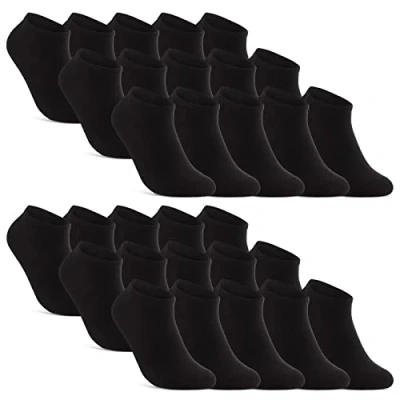 Abbildung von sockenkauf24 Sneakersocken 10, 20, 30 Paar Sneaker Socken Damen &amp; Herren Schwarz Weiß Grau (Schwarz, Paar, 47 50) Baumwolle 16900