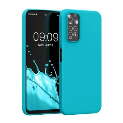 Abbildung von kwmobile Hülle kompatibel mit Xiaomi Redmi Note 11 / 11S weiches TPU Silikon Case Cover geeignet für kabelloses Laden Cool Glacier